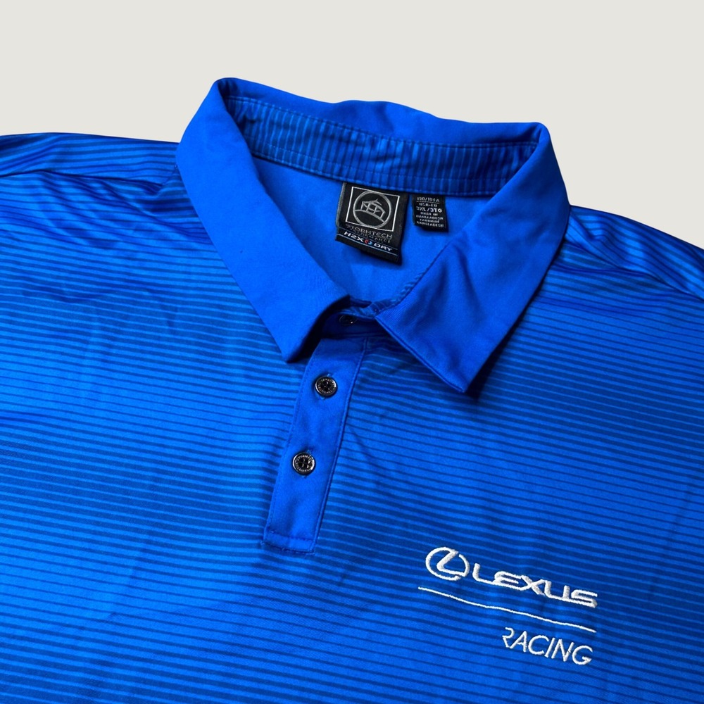 Stormtech Polo Shirt Mens 3XL H2X Dry Blue Lexus Racing Striped Stormtech EXCEL